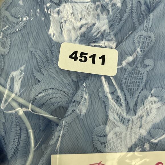 Pink Lily Embroidered Sheath Pencil Dress Medium Mesh Blue V Neck Strappy - Picture 14 of 14